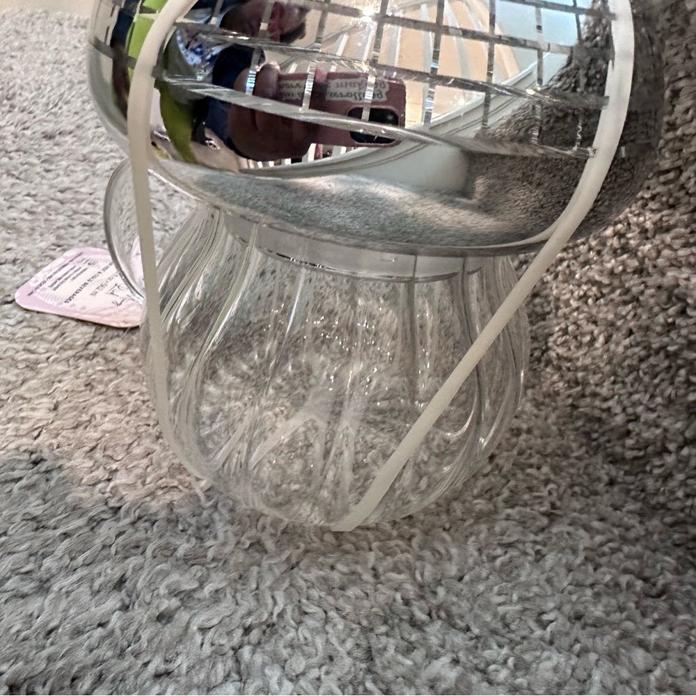 Clear Glass Mushroom Hot Cold Mug with Silver Mirror Top - Picture 3 of 6